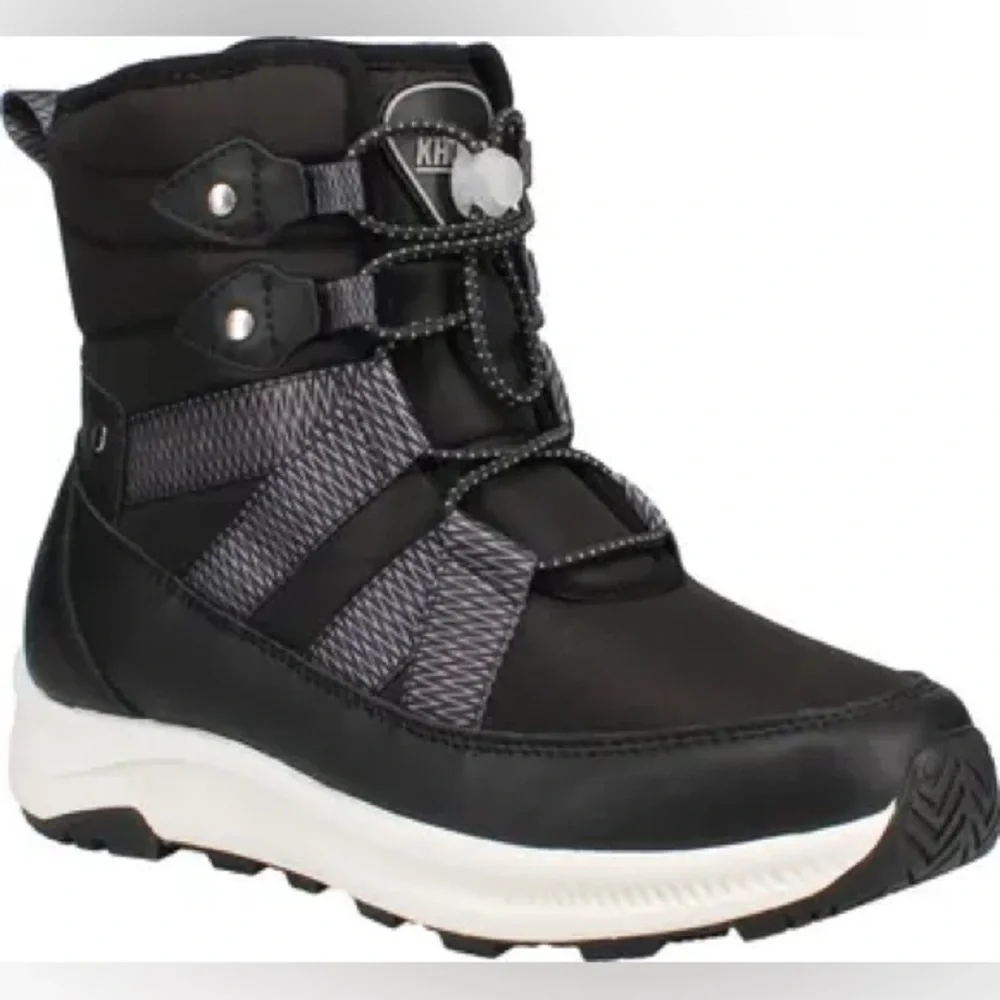 New Khombu Alessia Boot US Ski Team Black Lace Up Warm Winter Sz 10